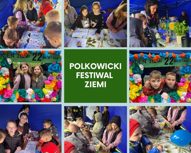 kolaż zdjęć uczniów na warsztatach na Polkowickim Festiwalu Ziemi