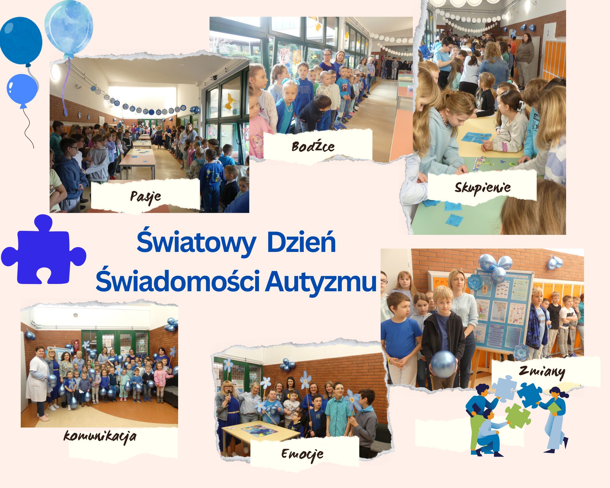 kolaż zdjęć z Międzynarodowego Dnia Świadomości Autyzmu