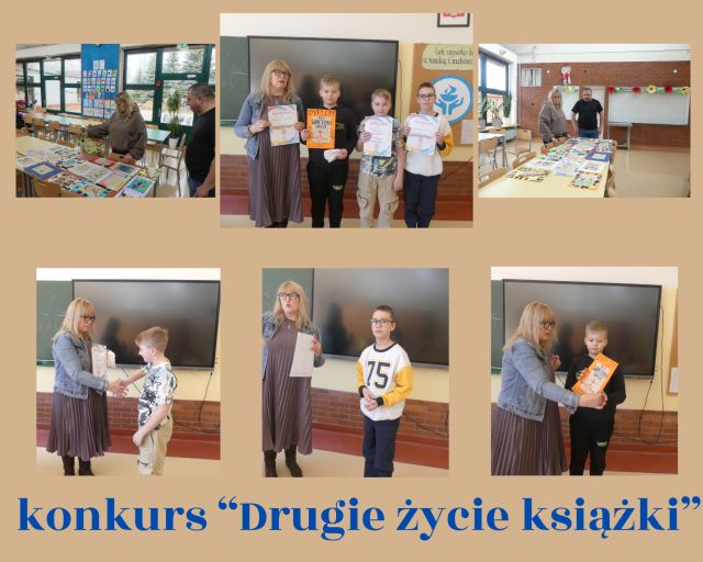 kolaż zdjęć uczniów odbierających dyplomy 