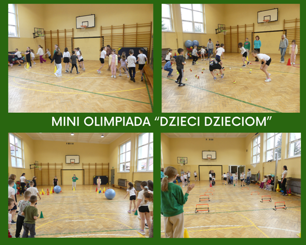 kolaż zdjęć uczniów na zawodach sportowych