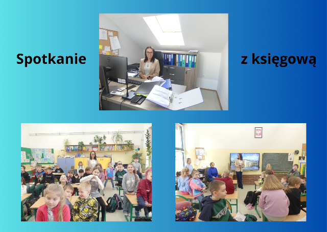 uczniowie na spotkaniu z księgową