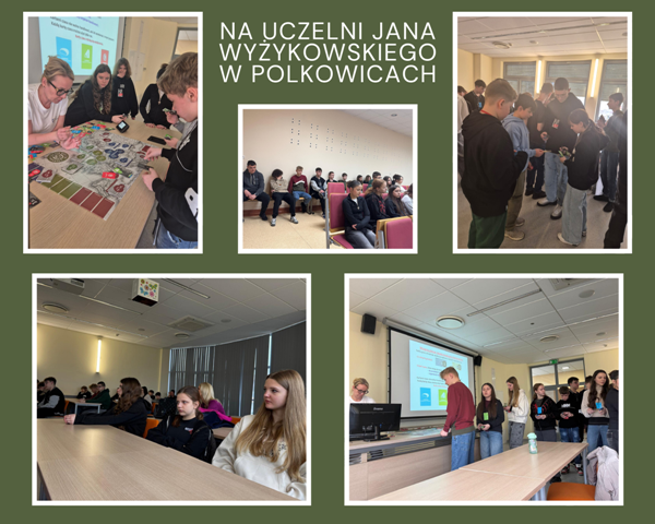kolaż zdjęć uczniów na Uczelni Jana Wyżykowskiego w Polkowicach