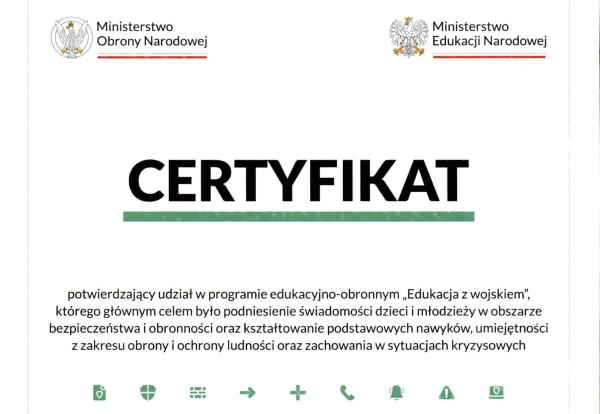 certyfikat edukacja z wojskiem