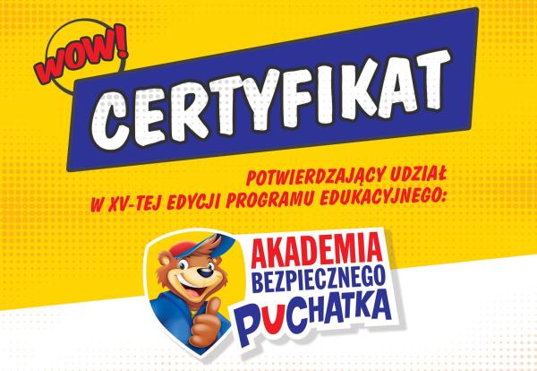 certyfikat Akademii Bezpiecznego Puchatka