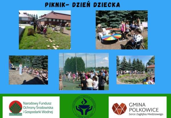 kolaż zdjęć dzieci na pikniku