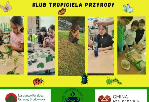 kolaż zdjęć uczniów wykonujących doświadczenia przyrodnicze