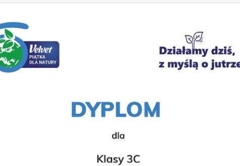 Dyplom dla klasy 3c za udział w konkursie ekowyzwanie