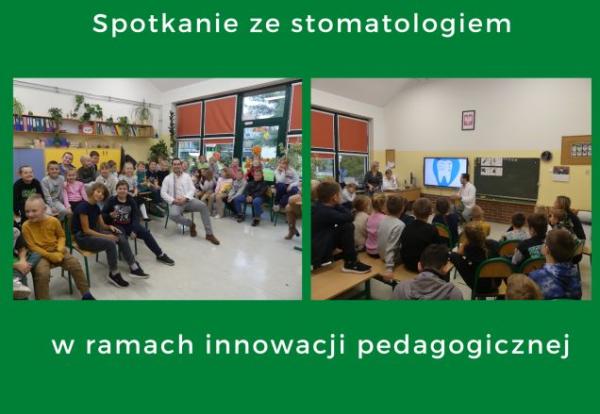 uczniowie ze stomatologiem w klasie
