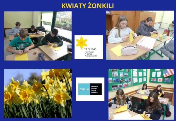 uczniowie wycinają kwiaty żonkili 