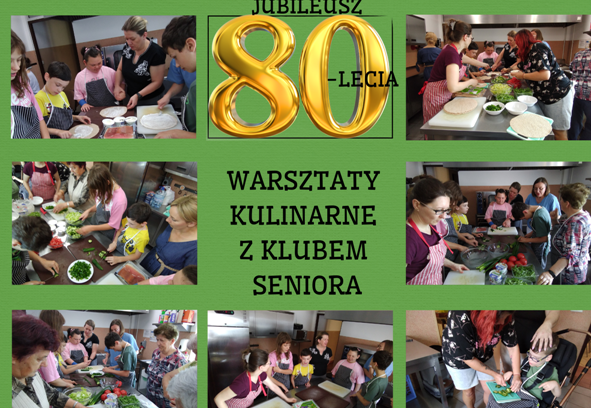 kolaż zdjęć uczniów na warsztatatch kulinarnych z seniorami