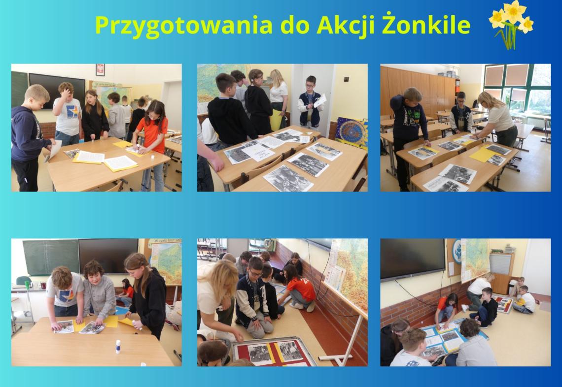 uczniowie przygotowują plakaty o powstaniu w getcie warszawskim