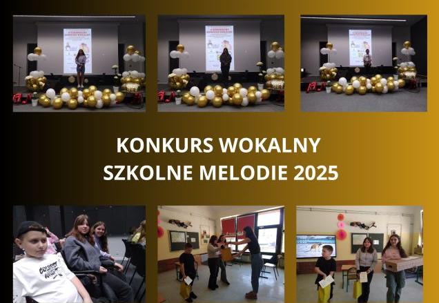 kolaż zdjęć uczniów na konkursie wokalnym szkolne melodie