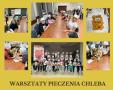 kolaż zdjęć uczniów na warsztatach pieczenia chleba
