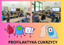 kolaż zdjęć uczniów na spotkaniu z pielęgniarką szkolną