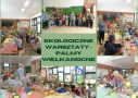 kolaż zdjęć uczniów na warsztatach robienia ekologicznych palm