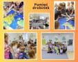 przedszkolaki oglądają bajkę edukacyjną pamięć drobinek i wykonują pracę plastyczną z żonkilem