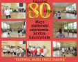 kolaż zdjęć uczniów i nauczycieli na meczu siatkówki